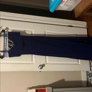 Xscape One Shoulder Navy Dress